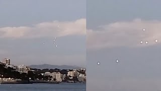 Watch Unexplained Glowing Orbs in Strange Formation Captured Fading In and Out Over Mallorca, Spain