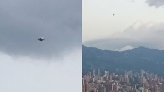 Watch Metallic Saucer Type UFO Flying and Landing Witnessed By Several People over Medellín, Colombia