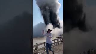 Watch Huge Eruption At Yellowstone National Park At Biscuit Basin Geyser #yellowstone #viral #shorts