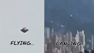 Watch Classic Flying Saucer Type UFO Sighted Flying And Landing In Medellín, Colombia. April 9, 2022.